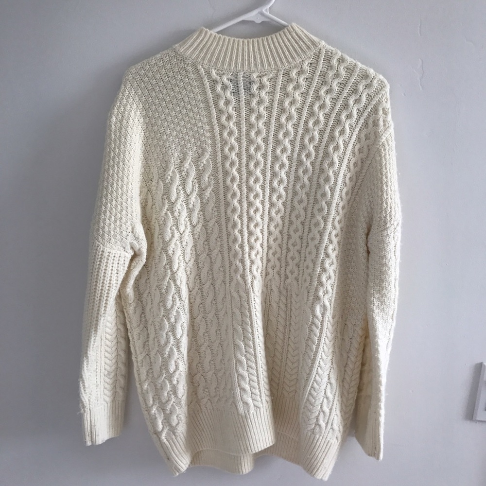 White Mock Neck Knit Sweater
